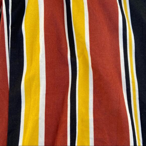 Obsessive Love Vertical Striped Wide Leg Pants Orange Yellow Stretch Size Medium - Picture 3 of 8